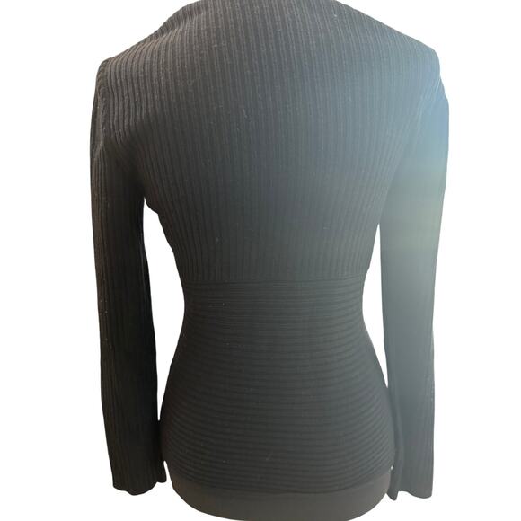 Vintage Salvatore Ferragamo Black Wool Sweater*Lightweight*Slanted V Neck - Picture 4 of 6